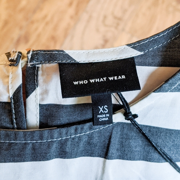 Who What Wear Flared Striped Dress Charcoal XS - Picture 4 of 7